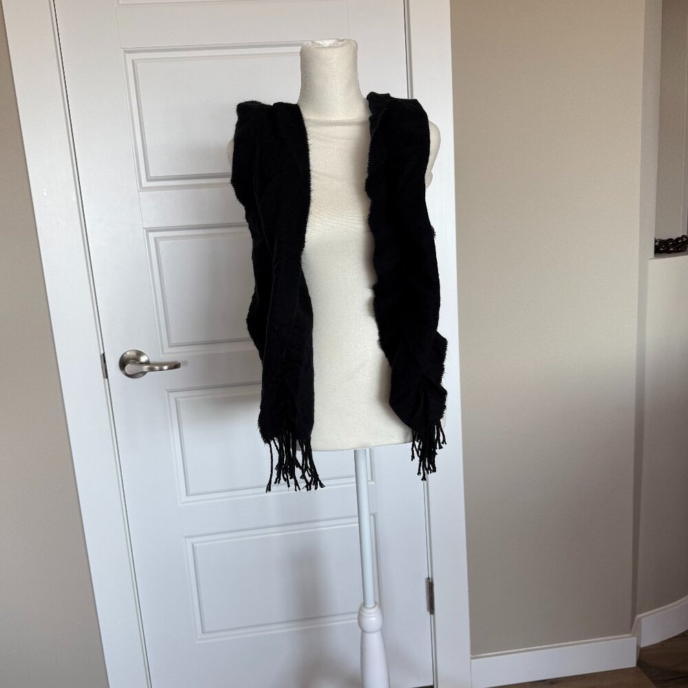 Adult Black Scarf with Fringe